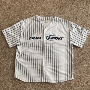 Bud Light Short Sleeve Striped Baseball Jersey - L